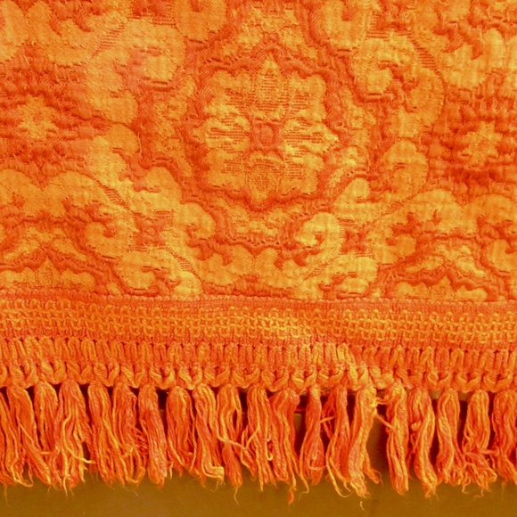 Vintage 1970's Orange Tapestry Bedspread - Picture 3 of 5